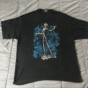 Jack Skeleton 🩻 Vintage Black and Blue Graphic Tee 2XL nice fade